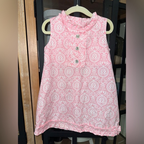 Shrimp & Grits shift dress block print ruffle neck button down toddler girl - Picture 1 of 5